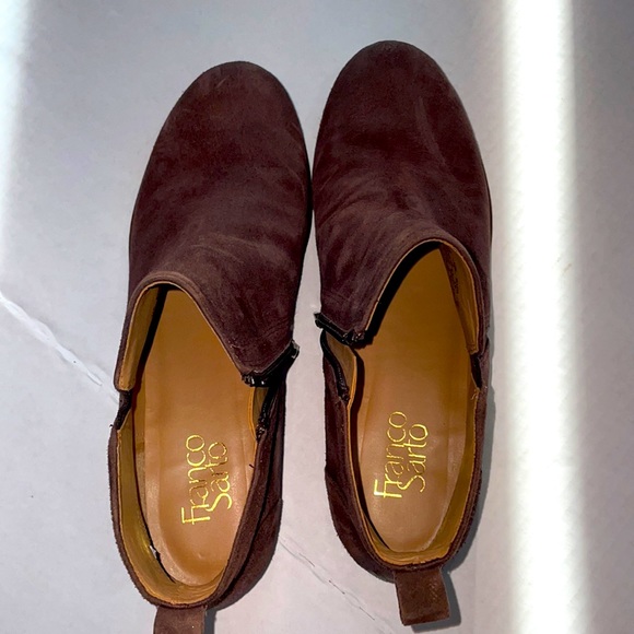 Franco Sarti ankle boots 9 wine brown very good condition leather fabric upper - Picture 2 of 14